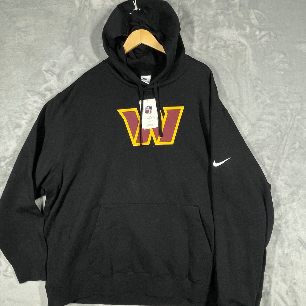 Nike NFL Washington Commanders Hoodie Black 4XL Pullover Fleece NWT FLAW